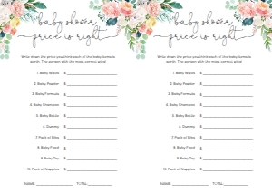 AFB-WHT-10-B875 - AFTERNOON BLOOMS - WHITE - BABY PRICE IS RIGHT GAME - A4: AFB-WHT-10-B877 - AFTERNOON BLOOMS - WHITE - BABY SHOWER GAMES BUNDLE