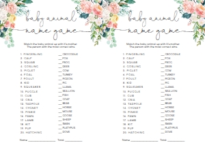 AFB-WHT-10-B872 - AFTERNOON BLOOMS - WHITE - BABY ANIMAL NAME GAME - A4: AFB-WHT-10-B877 - AFTERNOON BLOOMS - WHITE - BABY SHOWER GAMES BUNDLE