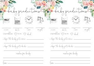 AFB-WHT-10-B874 - AFTERNOON BLOOMS - WHITE - BABY PREDICTIONS GAME - A4: AFB-WHT-10-B877 - AFTERNOON BLOOMS - WHITE - BABY SHOWER GAMES BUNDLE