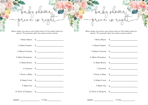 AFB-WHT-10-B875 - AFTERNOON BLOOMS - WHITE - BABY PRICE IS RIGHT GAME - LETTER: AFB-WHT-10-B877 - AFTERNOON BLOOMS - WHITE - BABY SHOWER GAMES BUNDLE
