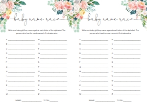 AFB-WHT-10-B873 - AFTERNOON BLOOMS - WHITE - BABY NAME RACE GAME - LETTER: AFB-WHT-10-B877 - AFTERNOON BLOOMS - WHITE - BABY SHOWER GAMES BUNDLE