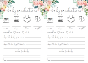 AFB-WHT-10-B874 - AFTERNOON BLOOMS - WHITE - BABY PREDICTIONS GAME - LETTER: AFB-WHT-10-B877 - AFTERNOON BLOOMS - WHITE - BABY SHOWER GAMES BUNDLE