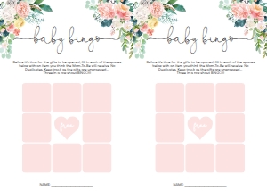 AFB-WHT-10-B876 - AFTERNOON BLOOMS - WHITE - BABY BINGO GAME - LETTER: AFB-WHT-10-B877 - AFTERNOON BLOOMS - WHITE - BABY SHOWER GAMES BUNDLE