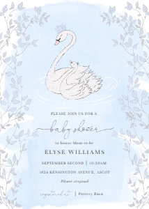 ODT-BLU-1-B778 - ODETTE - BLUE - BABY SHOWER INVITATION - 5" x 7": ODT-BLU-1-B778 - ODETTE - BLUE - BABY SHOWER INVITATION