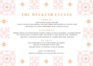 DDF-PNK-2-B942 - DESERT DREAM - PINK TILE - ITINERARY CARD - A6: DDF-PNK-1-B943 - DESERT DREAM - PINK TILE - BACHELORETTE WEEKEND INVITATION SUITE
