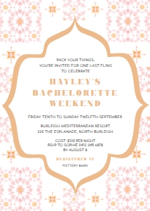 DDF-PNK-1-B940 - DESERT DREAM - PINK TILE - BACHELORETTE WEEKEND INVITATION - 5" x 7": DDF-PNK-1-B943 - DESERT DREAM - PINK TILE - BACHELORETTE WEEKEND INVITATION SUITE