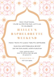 DDF-PNK-1-B940 - DESERT DREAM - PINK TILE - BACHELORETTE WEEKEND INVITATION - A6: DDF-PNK-1-B943 - DESERT DREAM - PINK TILE - BACHELORETTE WEEKEND INVITATION SUITE