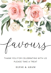 DAR-PNK-7-B390 - DARCY FLORAL - PINK - FAVOURS SIGN - A4: DAR-PNK-7-B390 - DARCY FLORAL - PINK - FAVOURS SIGN