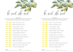 TUL-YEL-10-B979 - TUSCAN LEMONS - YELLOW - GUESS WHO GAME - A4: TUL-YEL-10-B1242 - TUSCAN LEMONS - YELLOW - BRIDAL SHOWER GAMES BUNDLE