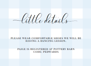GIN-BLU-2-B196 - GINGHAM BLUE - BABY SHOWER DETAILS CARD - 5.5" x 4": GIN-BLU-1-B197 - GINGHAM BLUE - BABY SHOWER INVITATION SUITE