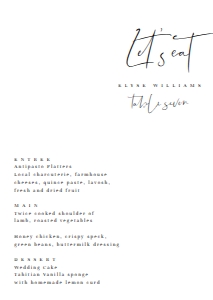 GIG-WHT-12-B994 - GIGI SCRIPT - WHITE - MENU - A6: GIG-WHT-12-B994 - GIGI SCRIPT - WHITE - MENU