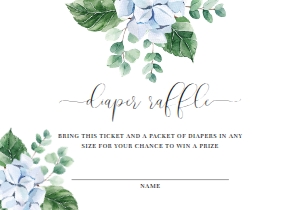 FER-BLU-2-B997 - FERRAS BLOSSOM - BLUE - DIAPER RAFFLE TICKET - 3.5" x 5": FER-BLU-7-B2689 - FERRAS BLOSSOM - BLUE - DIAPER RAFFLE SIGN AND TICKET