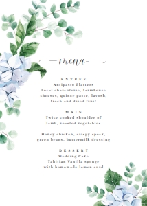 FER-BLU-12-B1001 - FERRAS BLOSSOM - BLUE - MENU - 5" x 7": FER-BLU-12-B1001 - FERRAS BLOSSOM - BLUE - MENU