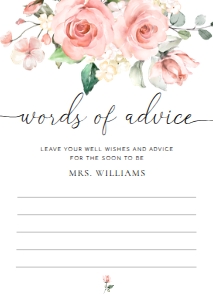DAR-PNK-10-B379 - DARCY FLORAL PINK - WORDS OF ADVICE CARD - A6: DAR-PNK-10-B383 - DARCY FLORAL PINK - WORDS OF ADVICE CARD AND SIGN BUNDLE