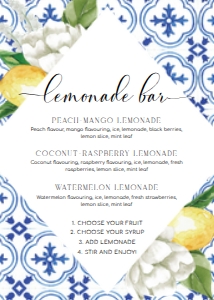 MED-BLU-7-B1003 - THE MED - LEMONS - LEMONADE BAR SIGN - 5" x 7": MED-BLU-7-B1003 - THE MED - LEMONS - LEMONADE BAR SIGN