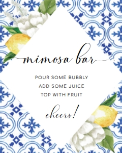 MED-BLU-7-B1004 - THE MED - LEMONS - MIMOSA BAR SIGN - 8" x 10": MED-BLU-7-B1004 - THE MED - LEMONS - MIMOSA BAR SIGN