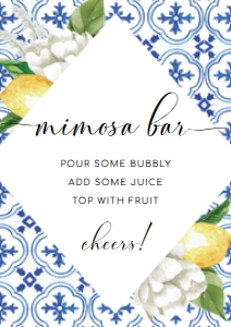 MED-BLU-7-B1004 - THE MED - LEMONS - MIMOSA BAR SIGN - A4: MED-BLU-7-B1004 - THE MED - LEMONS - MIMOSA BAR SIGN