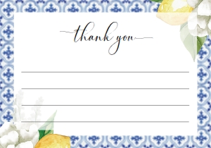 MED-BLU-8-B1019 - THE MED - LEMONS - THANK YOU CARD - 3.5" x 5": MED-BLU-10-B279 - THE MED - LEMONS - BABY SHOWER GAMES BUNDLE