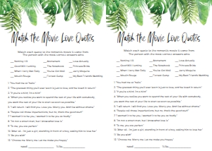NAN-GRE-10-B1037 - NANTUCKET PALM - GREEN - MOVIE LOVE QUOTES GAMES - LETTER: NAN-GRE-10-B1045 - NANTUCKET PALM - GREEN - BRIDAL SHOWER GAMES BUNDLE