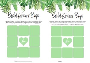 NAN-GRE-10-B1038 - NANTUCKET PALM - GREEN - BRIDAL SHOWER BINGO GAMES - A4: NAN-GRE-10-B1045 - NANTUCKET PALM - GREEN - BRIDAL SHOWER GAMES BUNDLE