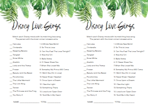 NAN-GRE-10-B1039 - NANTUCKET PALM - GREEN - DISNEY LOVE SONGS GAMES - LETTER: NAN-GRE-10-B1045 - NANTUCKET PALM - GREEN - BRIDAL SHOWER GAMES BUNDLE