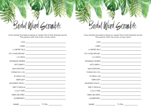 NAN-GRE-10-B1042 - NANTUCKET PALM - GREEN - BRIDAL WORD SCRAMBLE GAMES - A4: NAN-GRE-10-B1045 - NANTUCKET PALM - GREEN - BRIDAL SHOWER GAMES BUNDLE