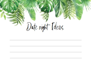 NAN-GRE-2-B1044 - NANTUCKET PALM - GREEN - DATE NIGHT IDEAS CARDS - A7: NAN-GRE-10-B1045 - NANTUCKET PALM - GREEN - BRIDAL SHOWER GAMES BUNDLE