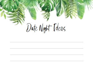NAN-GRE-2-B1044 - NANTUCKET PALM - GREEN - DATE NIGHT IDEAS CARDS - 5.5" x 4": NAN-GRE-10-B1045 - NANTUCKET PALM - GREEN - BRIDAL SHOWER GAMES BUNDLE