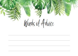 NAN-GRE-2-B1043 - NANTUCKET PALM - GREEN - WORDS OF ADVICE CARDS - 5.5" x 4": NAN-GRE-10-B1045 - NANTUCKET PALM - GREEN - BRIDAL SHOWER GAMES BUNDLE