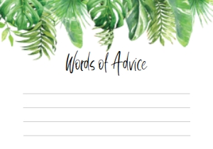 NAN-GRE-2-B1043 - NANTUCKET PALM - GREEN - WORDS OF ADVICE CARDS - 3.5" x 5": NAN-GRE-10-B1045 - NANTUCKET PALM - GREEN - BRIDAL SHOWER GAMES BUNDLE