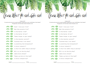 NAN-GRE-10-B1041 - NANTUCKET PALM - GREEN - GUESS WHO GAME - LETTER: NAN-GRE-10-B1045 - NANTUCKET PALM - GREEN - BRIDAL SHOWER GAMES BUNDLE