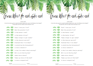 NAN-GRE-10-B1041 - NANTUCKET PALM - GREEN - GUESS WHO GAME - A4: NAN-GRE-10-B1045 - NANTUCKET PALM - GREEN - BRIDAL SHOWER GAMES BUNDLE