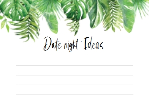 NAN-GRE-2-B1044 - NANTUCKET PALM - GREEN - DATE NIGHT IDEAS CARDS - 3.5" x 5": NAN-GRE-10-B1045 - NANTUCKET PALM - GREEN - BRIDAL SHOWER GAMES BUNDLE