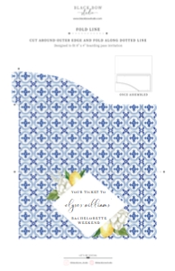 MED-BLU-14-B1072 - THE MED - LEMONS - BOARDING PASS HOLDER - 11" x 17": MED-BLU-1-B1071 - THE MED - LEMONS - BOARDING PASS INVITATION