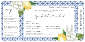 MED-BLU-1-B1071 - THE MED - LEMONS - BOARDING PASS INVITATION - 4" x 8": MED-BLU-1-B1071 - THE MED - LEMONS - BOARDING PASS INVITATION