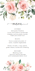 DAR-PNK-12-B180 - DARCY FLORAL - PINK - MENU - 4" x 8": DAR-PNK-12-B180 - DARCY FLORAL - PINK - MENU