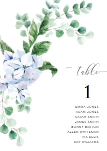 FER-BLU-9-B1085 - FERRAS BLOSSOM - BLUE - TABLE NUMBERS - 5" x 7": FER-BLU-9-B1085 - FERRAS BLOSSOM - BLUE - TABLE NUMBERS