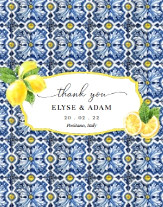POS-BLY-6-B1088 - POSITANO BLUE TILE - LEMONS - CHOCOLATE WRAPPERS - 5.5" x 6": POS-BLY-6-B1088 - POSITANO BLUE TILE - LEMONS - CHOCOLATE WRAPPERS