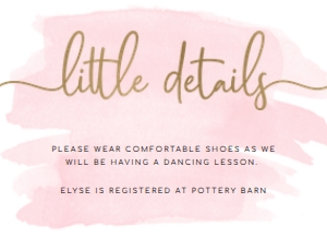 WAT-PNK-2-B291 - WATERCOLOUR PINK - GOLD FOIL - LITTLE DETAILS CARD - 5.5" x 4": WAT-PNK-1-B2853 - WATERCOLOUR - PINK GOLD - BABY BRUNCH INVITATION SUITE