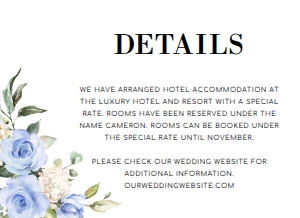 DAR-BLU-2-B169 - DARCY FLORAL - BLUE - WEDDING DETAILS CARD - 5.5" x 4": DAR-BLU-1-B171 - DARCY FLORAL - BLUE - WEDDING INVITATION SUITE