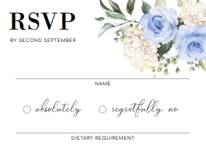 DAR-BLU-2-B172 - DARCY FLORAL - BLUE - RSVP CARD - 5.5" x 4": DAR-BLU-1-B171 - DARCY FLORAL - BLUE - WEDDING INVITATION SUITE