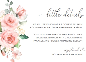 DAR-PNK-2-B101 - DARCY FLORAL - PINK - DETAILS CARD - 5.5" x 4": DAR-PNK-1-B139 - DARCY FLORAL PINK - BABY SHOWER INVITATION SUITE