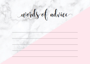 MAB-PNK-10-B1132 - MARBLE - PINK - WORDS OF ADVICE CARD - A6: MAB-PNK-10-B1141 - MARBLE - PINK - BRIDAL SHOWER GAMES BUNDLE