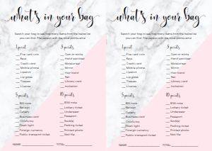 MAB-PNK-10-B1128 - MARBLE - PINK - WHATS IN YOUR BAG GAME - A4: MAB-PNK-10-B1141 - MARBLE - PINK - BRIDAL SHOWER GAMES BUNDLE