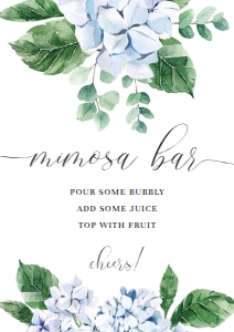 FER-BLU-7-B1144 - FERRAS BLOSSOM - BLUE - MIMOSA BAR SIGN - A4: FER-BLU-7-B1146 - FERRAS BLOSSOM - BLUE - MIMOSA BAR SIGN AND JUICE TAGS BUNDLE