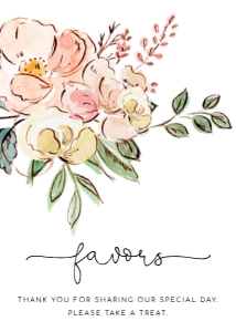CAM-MLT-7-B1147 - CAMBRIDGE FLORAL - MULTI - FAVOURS SIGN - 5" x 7": CAM-MLT-7-B1147 - CAMBRIDGE FLORAL - MULTI - FAVOURS SIGN