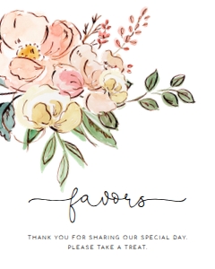 CAM-MLT-7-B1147 - CAMBRIDGE FLORAL - MULTI - FAVOURS SIGN - 8" x 10": CAM-MLT-7-B1147 - CAMBRIDGE FLORAL - MULTI - FAVOURS SIGN