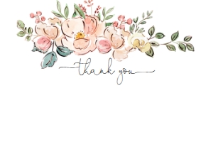 CAM-MLT-8-B1161 - CAMBRIDGE FLORAL - MULTI - THANK YOU FLAT CARD - 4" x 6": CAM-MLT-8-B1161 - CAMBRIDGE FLORAL - MULTI - THANK YOU CARD