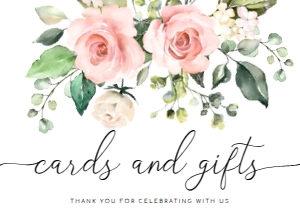 DAR-PNK-7-B1175 - DARCY FLORAL - PINK - CARDS AND GIFTS SIGN - LANDSCAPE - 5" x 7": DAR-PNK-7-B1175 - DARCY FLORAL - PINK - CARDS AND GIFTS SIGN