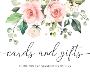 DAR-PNK-7-B1175 - DARCY FLORAL - PINK - CARDS AND GIFTS SIGN - LANDSCAPE - 8" x 10": DAR-PNK-7-B1175 - DARCY FLORAL - PINK - CARDS AND GIFTS SIGN